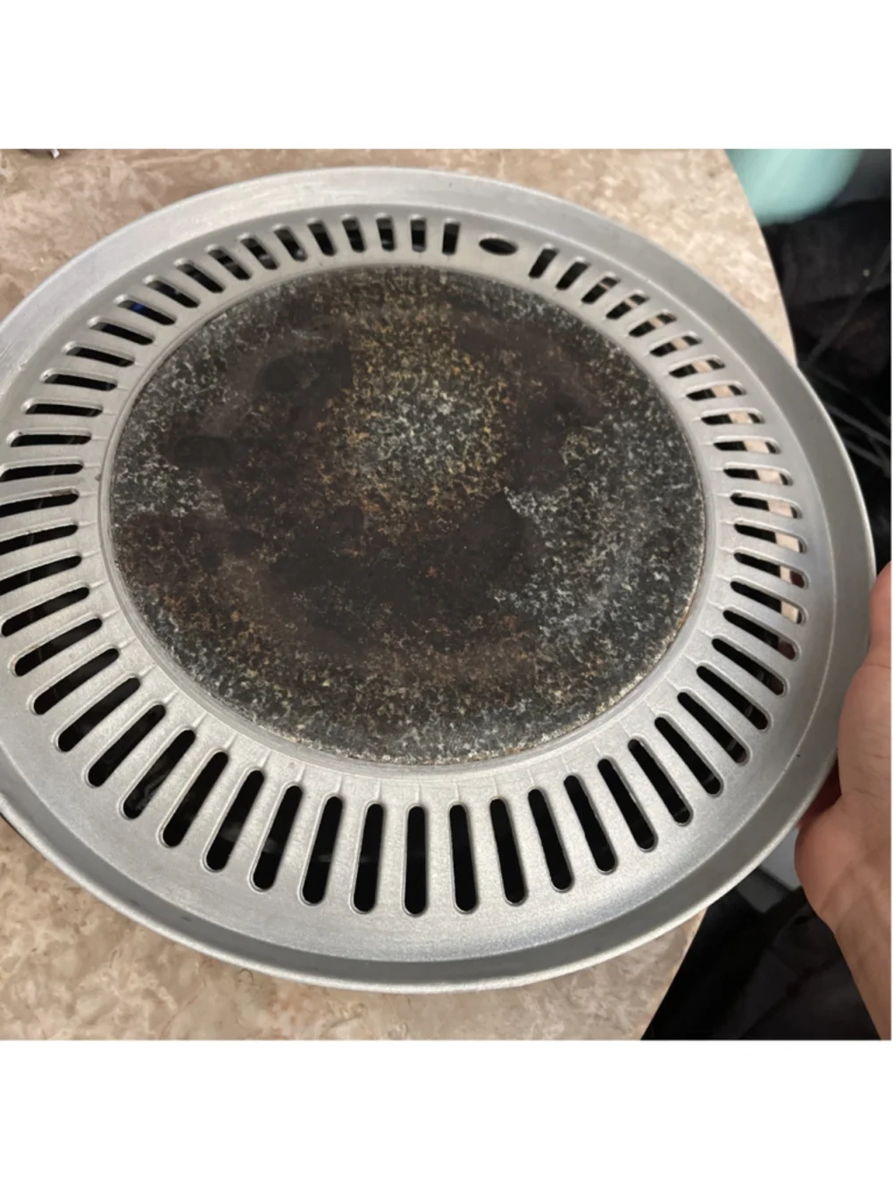 Korean Natural Stone Serpentine Barbecue BBQ Grill Plate, Made in Korea open box